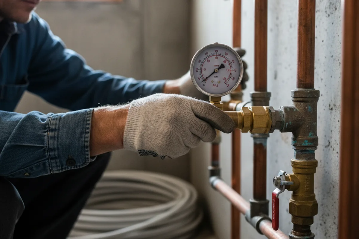 Pressure testing a repaired line during Water Line Repair in Perrin